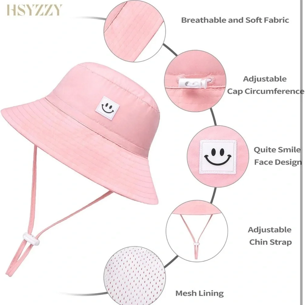 Baby Sun Hat Smile Face Toddler UPF 50+ Sun Protective Bucket hat (C2)